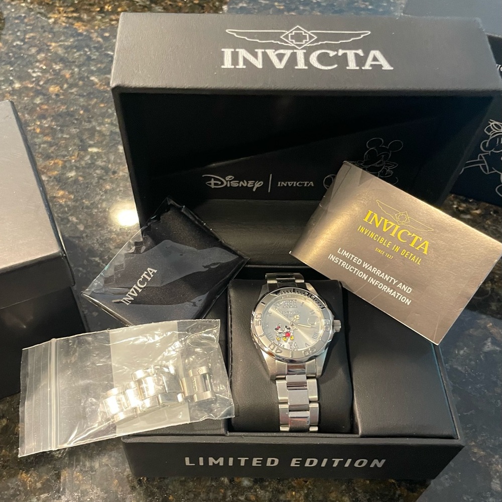 Invicta Silver and White Micky and Minnie Watch